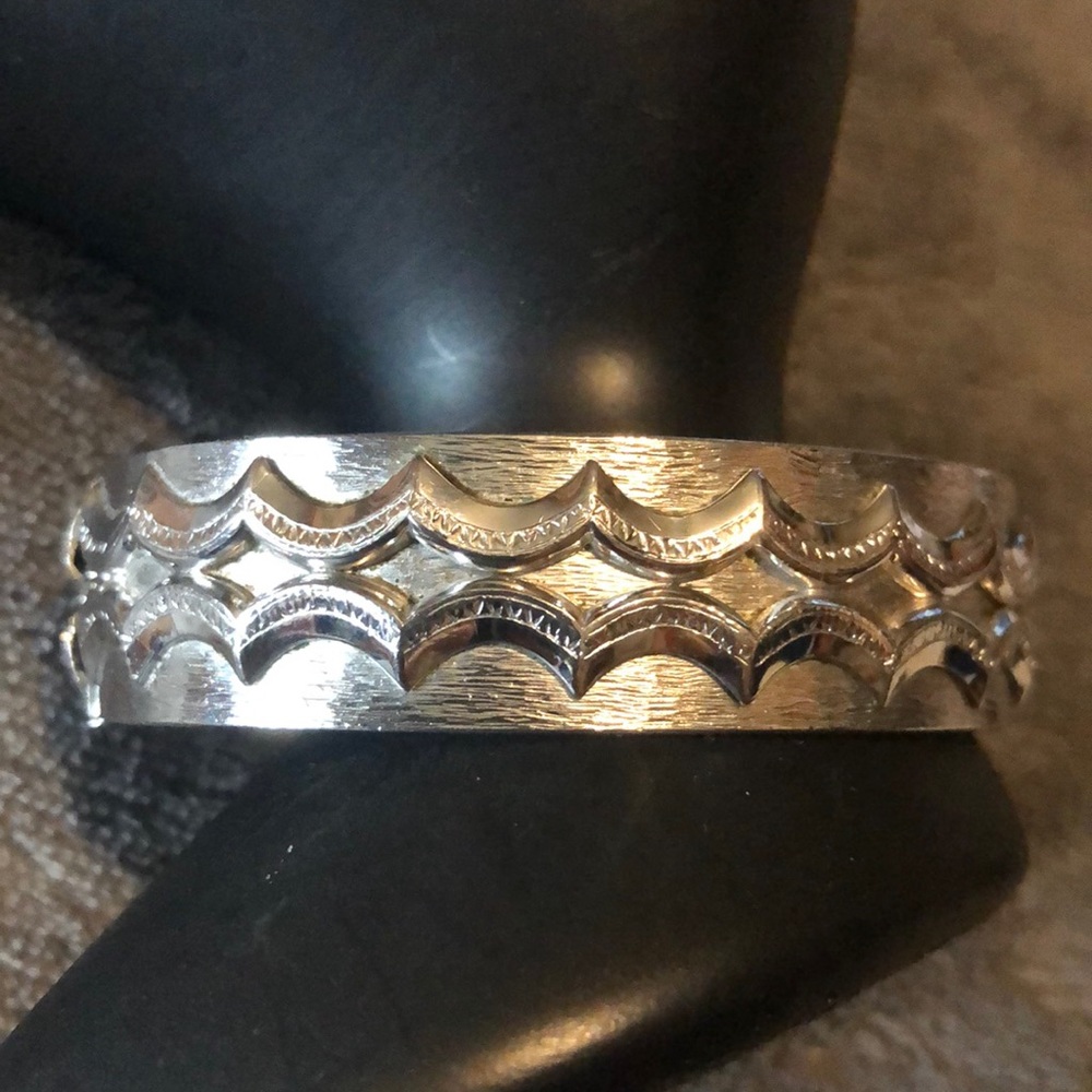 Whiting and Davis silvertone clamper bracelet